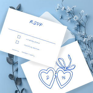 Whimsical Heart Locket Doodle Sketch CUSTOM  RSVP Card