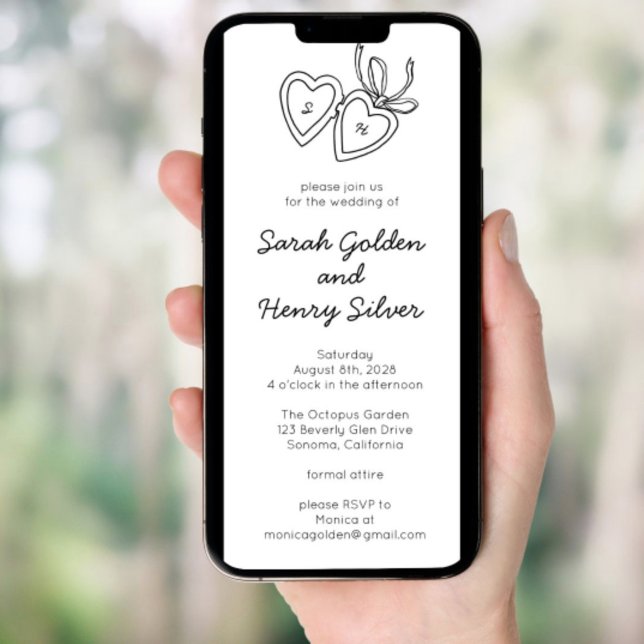 Whimsical Heart Locket Doodle Sketch Digital evite Invitation (Whimsical Heart Locket Doodle Sketch Digital evite Invitation
)