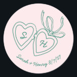 Whimsical Heart Locket Doodle Sketch Modern CUSTOM Classic Round Sticker<br><div class="desc">Use these sweet whimsical custom stickers for your wedding, engagement party, bridal shower or other event. Hand drawn by me for you. Fully editable, add your own text or background colour. FULLY CUSTOMIZABLE: Click "personalise" to edit the text, add your own custom initials to the hearts, and then click "edit...</div>