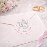 Whimsical Heart Locket Doodle Sketch Modern CUSTOM Classic Round Sticker<br><div class="desc">Use these sweet whimsical custom stickers for your wedding, engagement party, bridal shower or other event. Hand drawn by me for you. Fully editable, add your own text or background colour. FULLY CUSTOMIZABLE: Click "personalise" to edit the text, add your own custom initials to the hearts, and then click "edit...</div>