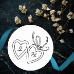 Whimsical Heart Locket Doodle Sketch Modern CUSTOM Classic Round Sticker<br><div class="desc">Use these sweet whimsical stickers for your wedding, engagement party, bridal shower or other event. Hand drawn by me for you. Fully editable, add your own text or background colour. FULLY CUSTOMIZABLE: Click "personalise" to edit the text, add your own custom initials to the hearts, and then click "edit design"...</div>