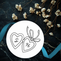 Whimsical Heart Locket Doodle Sketch Modern CUSTOM