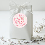 Whimsical Heart Locket Doodle Sketch Modern CUSTOM Classic Round Sticker<br><div class="desc">Use these sweet whimsical custom stickers for your wedding, engagement party, bridal shower or other event. Hand drawn by me for you. Fully editable, add your own text or background colour. FULLY CUSTOMIZABLE: Click "personalise" to edit the text, add your own custom initials to the hearts, and then click "edit...</div>