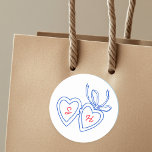 Whimsical Heart Locket Doodle Sketch Modern CUSTOM Classic Round Sticker<br><div class="desc">Use these sweet whimsical stickers for your wedding, engagement party, bridal shower or other event. Hand drawn by me for you. Fully editable, add your own text or background colour. FULLY CUSTOMIZABLE: Click "personalise" to edit the text, add your own custom initials to the hearts, and then click "edit design"...</div>