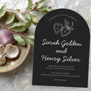 Whimsical Heart Locket Doodle Sketch Modern CUSTOM Invitation