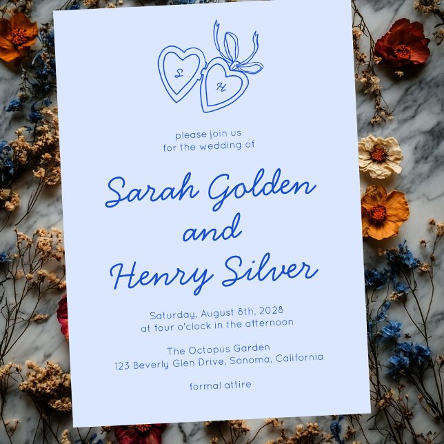 Whimsical Heart Locket Doodle Sketch Modern CUSTOM Invitation (Whimsical Heart Locket Doodle Sketch Modern CUSTOM Invitation
)