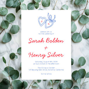 Whimsical Heart Locket Doodle Sketch Modern CUSTOM Invitation