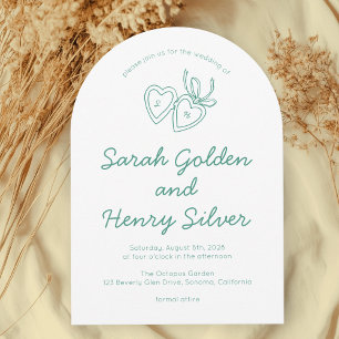 Whimsical Heart Locket Doodle Sketch Modern CUSTOM Invitation