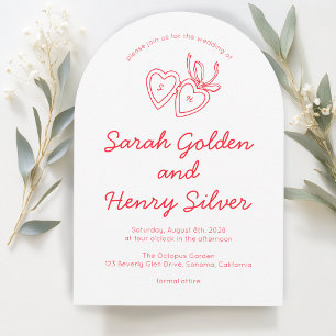 Whimsical Heart Locket Doodle Sketch Modern CUSTOM Invitation