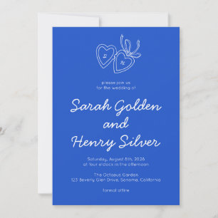 Whimsical Heart Locket Doodle Sketch Modern CUSTOM Invitation