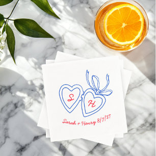 Whimsical Heart Locket Doodle Sketch Modern CUSTOM Napkin