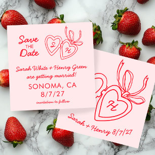 Whimsical Heart Locket Doodle Sketch Modern CUSTOM Save The Date