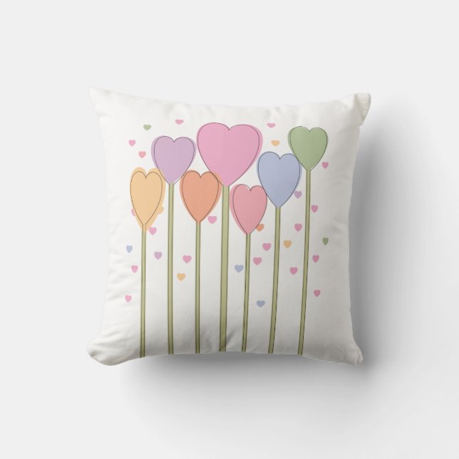 Whimsical Heart Lollipops Cushion (Front)