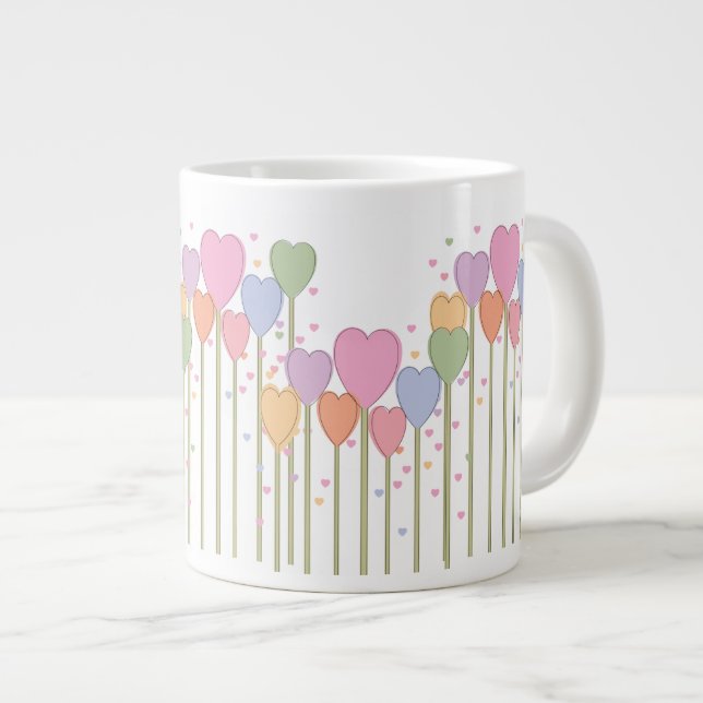 Whimsical Heart Lollipops Large Coffee Mug (Front Right)
