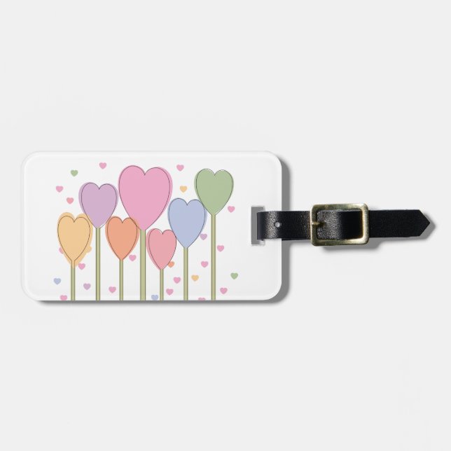 Whimsical Heart Lollipops Luggage Tag (Front Horizontal)