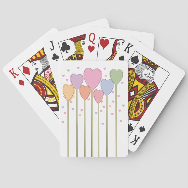 Whimsical Heart Lollipops Playing Cards (Back)