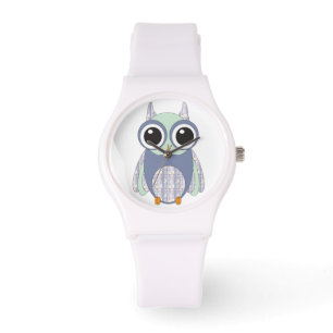 Whimsical Heart Pattern Owl Watch