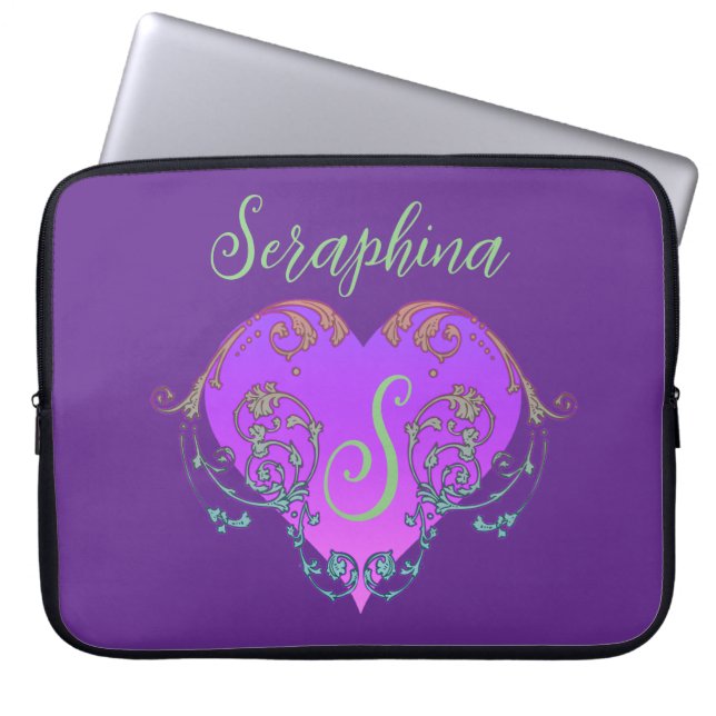 Whimsical Heart Personalised Laptop Sleeve (Front)