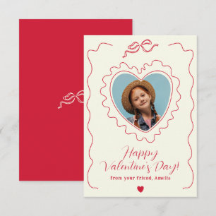 Whimsical Heart Photo Bow Frame Love Valentines Card