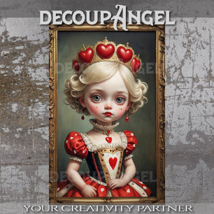 Whimsical Heart Princess - Decoupage -  Tissue Paper