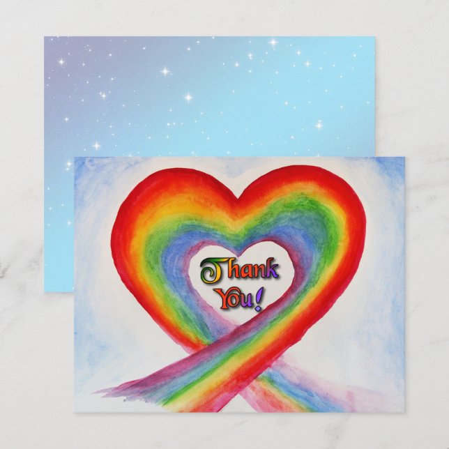 Whimsical Heart Thank You Greeting Card (Front/Back)