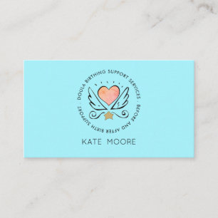 Whimsical Heart Wings Doula Or Midwife Birth Coach Business Card