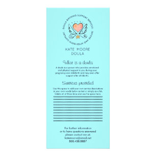 Whimsical Heart & Wings Doula Or Midwife Services Rack Card