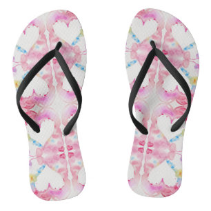 Whimsical Heart Wings Painting, Spiritual Decor Flip Flops