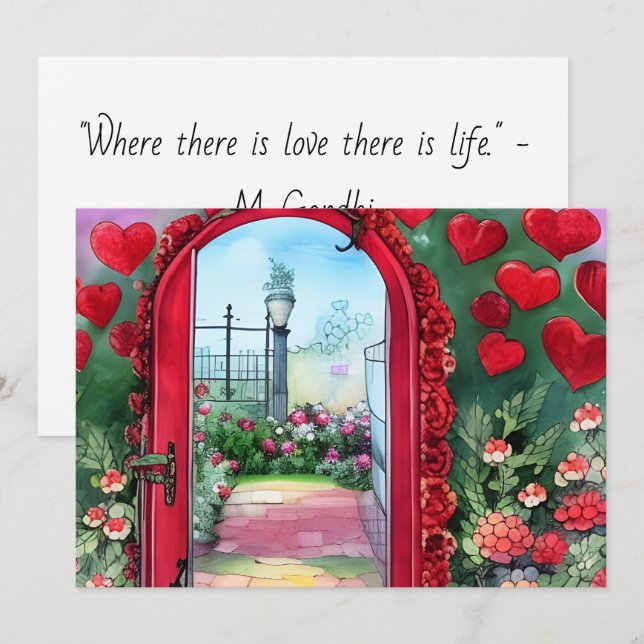 Whimsical Hearts Archway Custom Valentine's Day  Card (Front/Back)