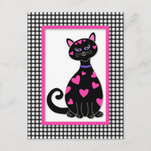 Whimsical Hearts Cat Postcard