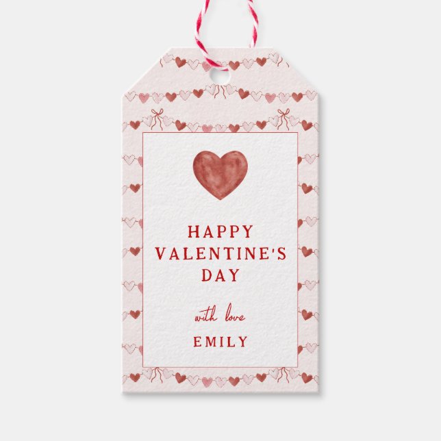 Whimsical Hearts Happy Valentine's Day Tags (Front)