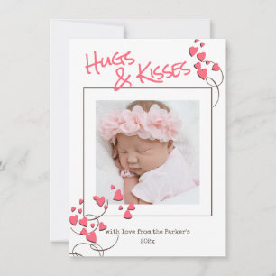 Whimsical Hearts Hugs and Kisses Valentine Holiday Card