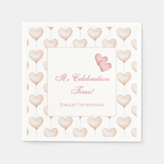 Whimsical Hearts Kids Birthday Party Napkin