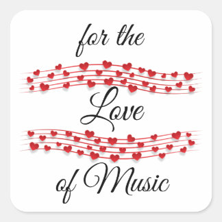 Whimsical hearts music "For the love of music"  Square Sticker