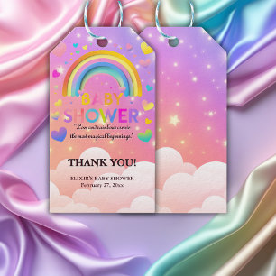 Whimsical Hearts & Rainbows Baby Shower Gift Tags