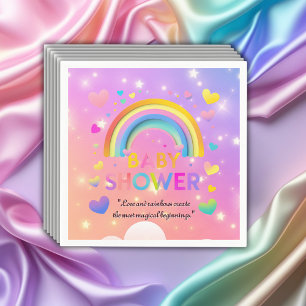 Whimsical Hearts & Rainbows Baby Shower Napkin