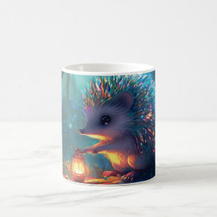 Whimsical Hedgehog and Lantern in Enchanted Forest Coffee Mug