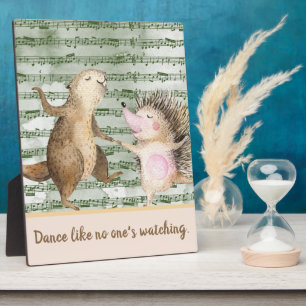 Whimsical Hedgehog & Beaver Dance Tabletop Plaque
