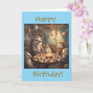 Whimsical Hedgehog Birthday Party Card
