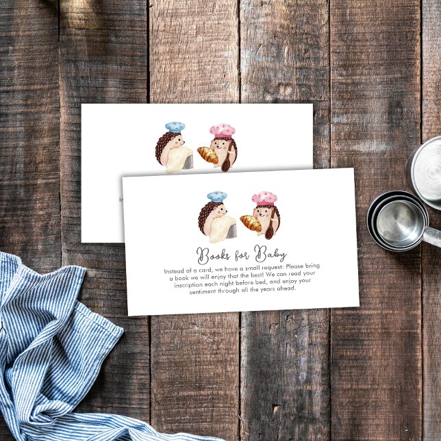Whimsical Hedgehog Chef Baker Books Baby Shower  Enclosure Card (Whimsical Hedgehog Chef Baker Books Baby Shower Enclosure Card)