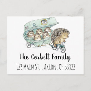 Whimsical Hedgehog Family Customisable Postcard