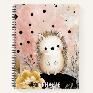 Whimsical Hedgehog Floral Watercolor Art Notebook