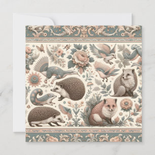 Whimsical Hedgehog Haven: Victorian Floral Invitation