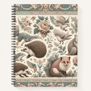 Whimsical Hedgehog Haven: Victorian Floral  Notebook
