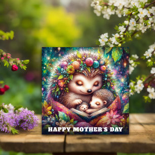 Whimsical Hedgehog Mama Storytime Mother's Day  Card