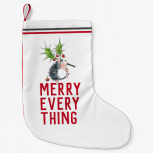 whimsical Hedgehog Merry Everything Small Christmas Stocking