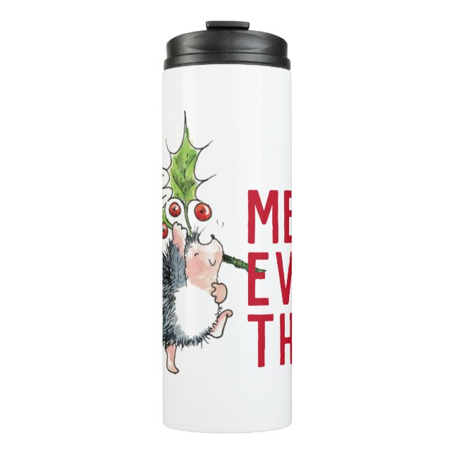 whimsical Hedgehog Merry Everything  Thermal Tumbler (Front)
