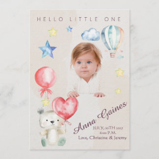 Whimsical Hello Little One Announcement