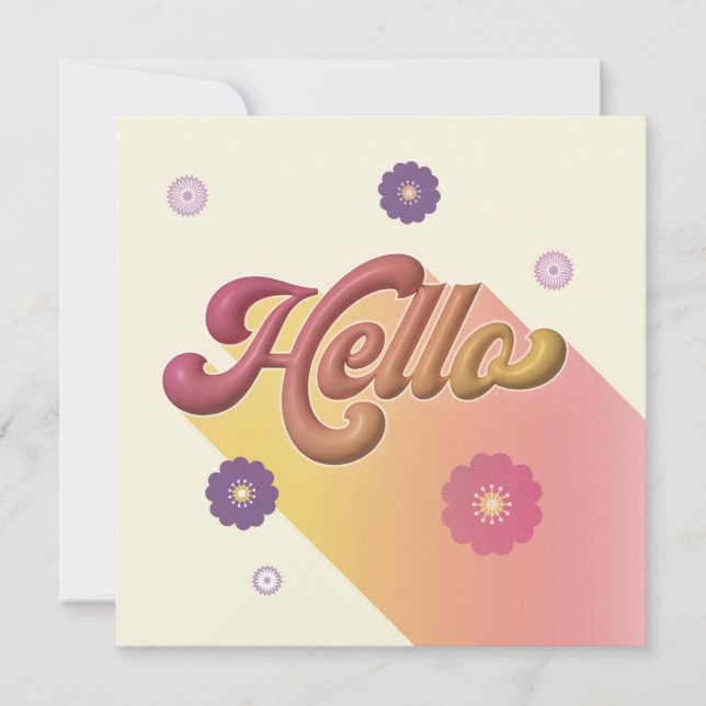 Whimsical Hello Note Card (Front)