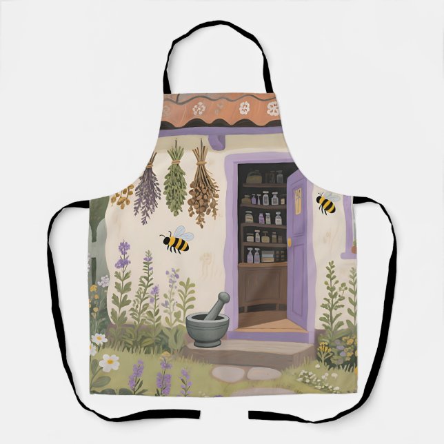 Whimsical Herb Cottage Garden Apron (Front)
